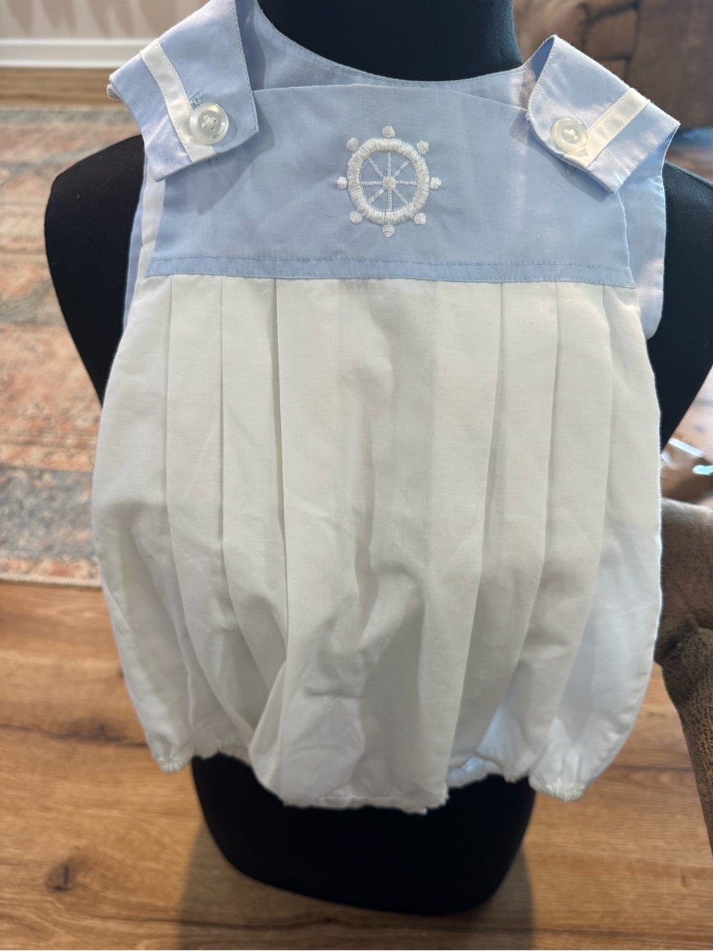 Baby Blue & White Nautical Bubble Romper - Kids Accessories
